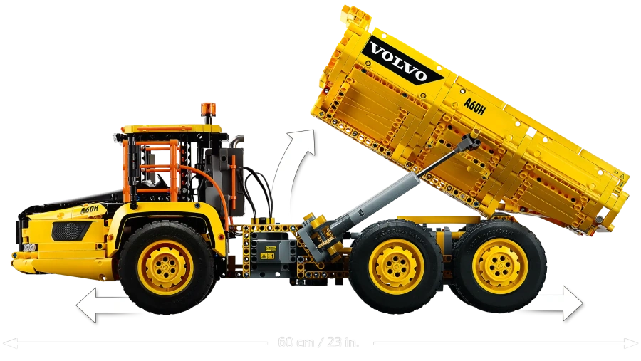 Блоковий конструктор LEGO Technic Cамосвал 6x6 Volvo (42114) на дистанційному управлінні